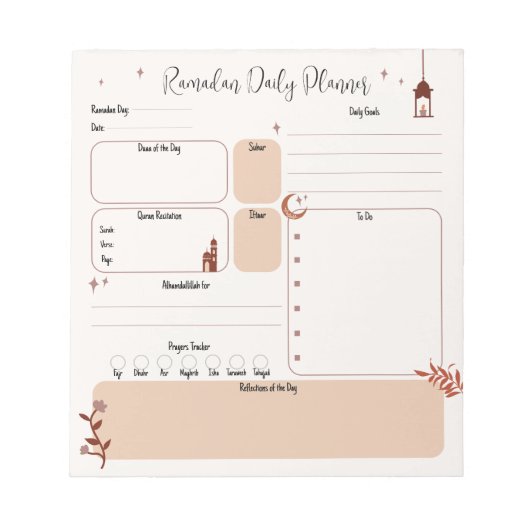 Boho Islamitische  Ramadan Planner Notitieblok (Voorkant)