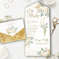 Boho Ivoor Bloem Gouden Halve Maan Baby Shower