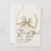 Boho ivoor crèmekleurige strik bruidsfeest bedankk bedankkaart (Voorkant)