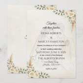 Boho Ivoor Rozen & Pampas Grass Wedding Save The Date (Voorkant / Achterkant)