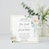 Boho Ivoor Witte Pioen Bloemen Eucalyptus Bruiloft Kaart (Staand voorkant)