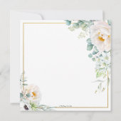 Boho Ivoor Witte Pioen Bloemen Eucalyptus Bruiloft Kaart (Achterkant)