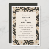 Boho Ivory en Black Floral Modern Unique Wedding Kaart (Voorkant / Achterkant)