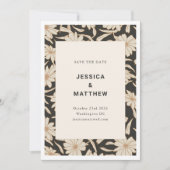 Boho Ivory en Black Floral Modern Unique Wedding Save The Date (Voorkant)