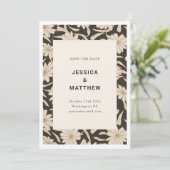 Boho Ivory en Black Floral Modern Unique Wedding Save The Date (Staand voorkant)