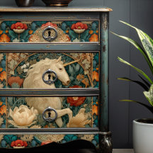 Boho jade en gouden eenhoorn bloemenart nouveau