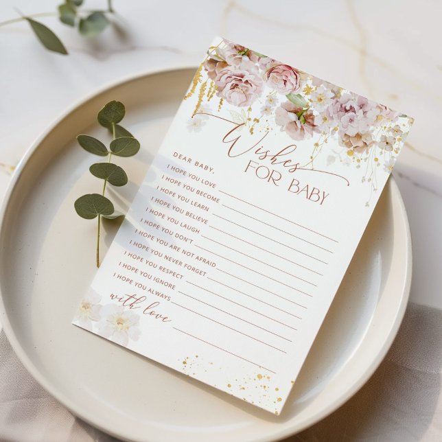 Boho jardin fleuri souhaits pour carte bébé (Créateur téléchargé)