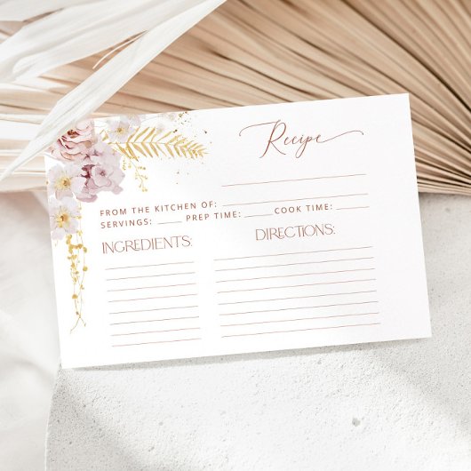 Boho jardin fleurs nuptiale carte de recette douch