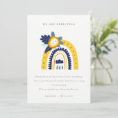 Boho jaune Floral Rainbow Baby Faire-part (Debout devant)