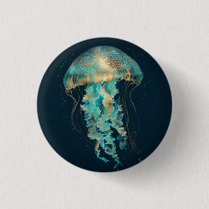 Boho Jellyfish diepzee Ronde Button 3,2 Cm