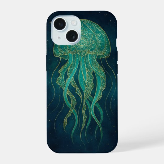 Boho Jellyfish iPhone 15 Hoesje (Achterkant)