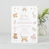 Boho Jouets en bois Baby shower Invitation (Debout devant)