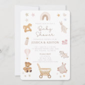 Boho Jouets en bois Baby shower Invitation (Devant)