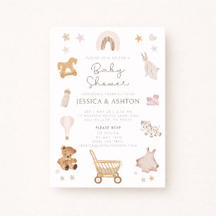 Boho Jouets en bois Baby shower Invitation