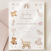 Boho Jouets en bois Baby shower Invitation