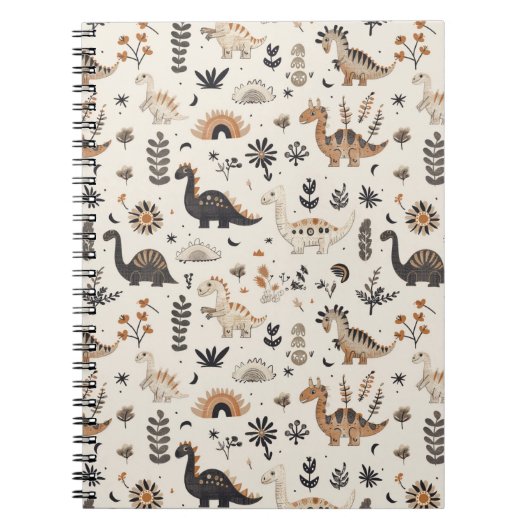 Boho Jungle Dinosaurus Patroon Notitieboek (Voorkant)