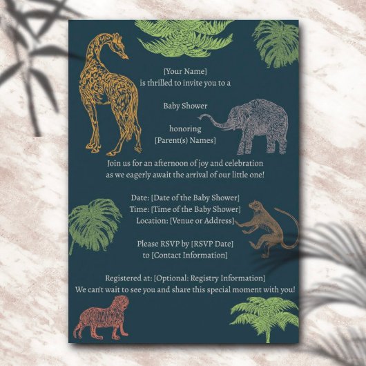 Boho Jungle Safari Boy Baby shower Invitation