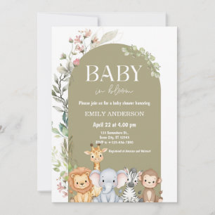 Boho Jungle Safari Dieren baby Shower Uitnodiginge Kaart