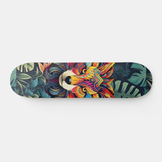 Boho Jungle Wolf Skateboard (Horz)