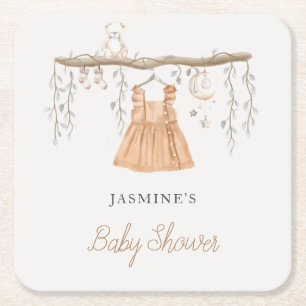 Boho Jurk Kleding Meisje Baby shower Vierkante Kartonnen Onderzetter
