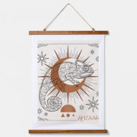 Boho Kameleon Zon en Sterren Reptiel Kunst