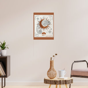 Boho Kameleon Zon en Sterren Reptiel Kunst Poster