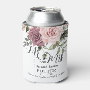 Boho kaneel Roos Blush Roze Bloemen Bruiloft Blikjeskoeler