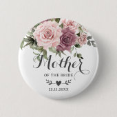 Boho Kaneel Roze Blush Roze Bloem Bruidsfeest Ronde Button 5,7 Cm (Voorkant)