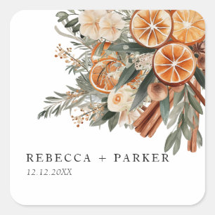 Boho kaneel Winter botanische bruiloft sticker