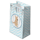 Boho Kangaroo Blue Chevron Floral Gift Bag Klein Cadeauzakje (Achterkant Gekanteld)