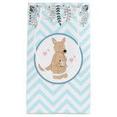 Boho Kangaroo Blue Chevron Floral Gift Bag Klein Cadeauzakje (Voorkant)