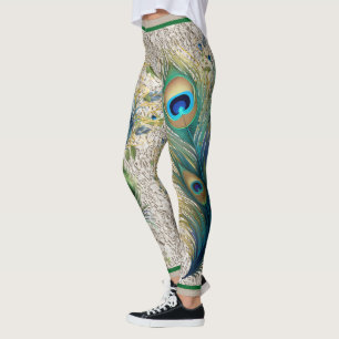Boho kant en pauwenveren leggings