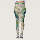 Boho kant en pauwenveren leggings (Voorkant)