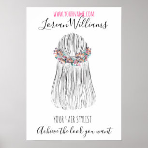 Boho-kapster Bloemenkrans Bruidskapsel Poster