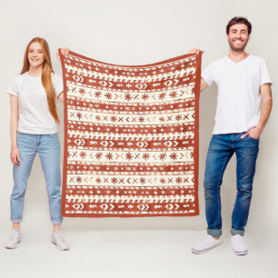 Boho Kastanje Rode Abstracte Doodles Fleece Deken