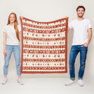Boho Kastanje Rode Abstracte Doodles Fleece Deken
