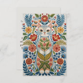 Boho kat en bloemen bedankkaart (Voorkant / Achterkant)