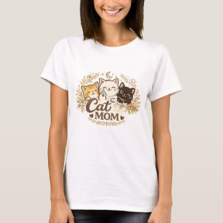 Boho Kat Moeder T-Shirt | Cute Cats Bloemige BohT-