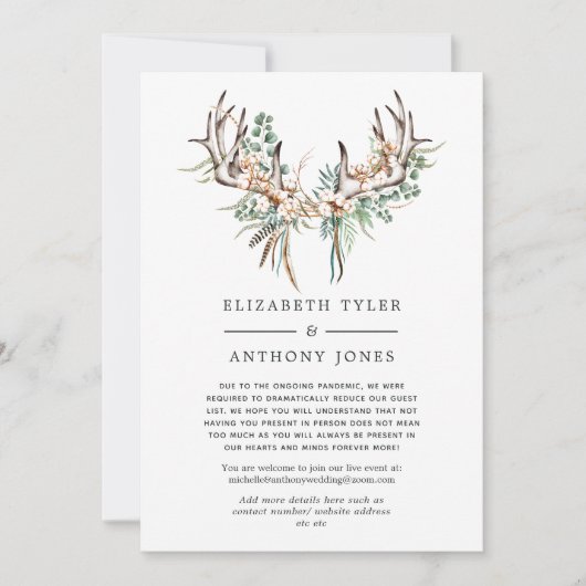 Boho Katoen en Eucalyptus Gereduceerde Gastlijst Aankondiging (Voorkant)