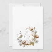 Boho Katoenen Krans Foto Rustieke Initialen Weddin Kaart (Achterkant)