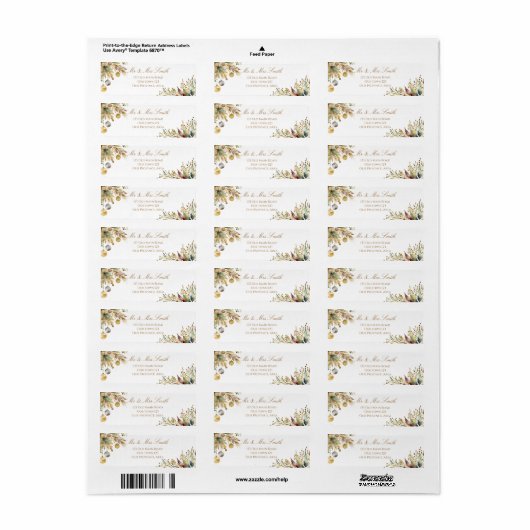 Boho Kerst elegante waterverf Etiket (Full Sheet)