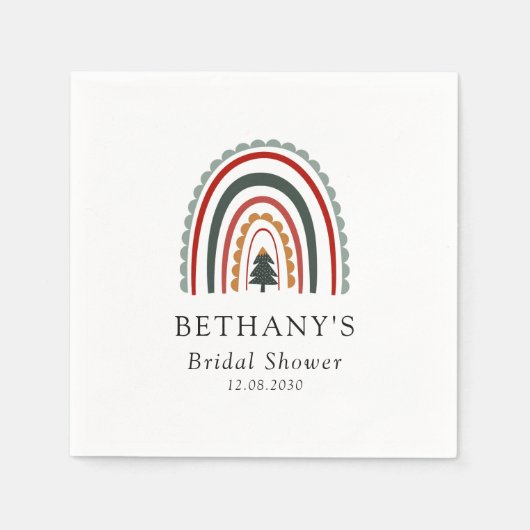 Boho Kerst Regenboog Bruidsuitnodiging Servet (Voorkant)