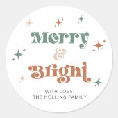 Boho Kerst sticker Vakantie Label Retro (Voorkant)