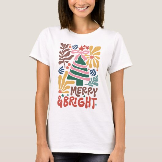 Boho Kerst Vrolijk en Heldere vrouwen T-shirt (Voorkant)