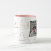 Boho kerstbomen Dusty Pink Holiday Foto Mok (Midden)