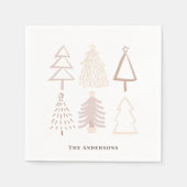 Boho kerstbomen Dusty Pink Holiday Servet (Voorkant)