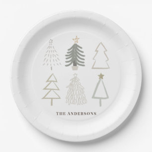 Boho kerstbomen Green Holiday Papieren Bordje