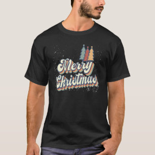 Boho kerstbomen Merry Kerstfamilie Vintag T-shirt