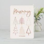 Boho kerstbomen Roos Gold Foil Holiday Kaart (Staand Voorkant)