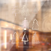 Boho Kerstbomen Roze Venster Kling Raamsticker (Vel 2)